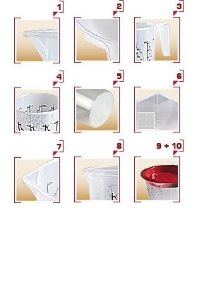 HSM medium mixing cup 1280 ml incl. 240 disposable cup inserts + 1 outer containe