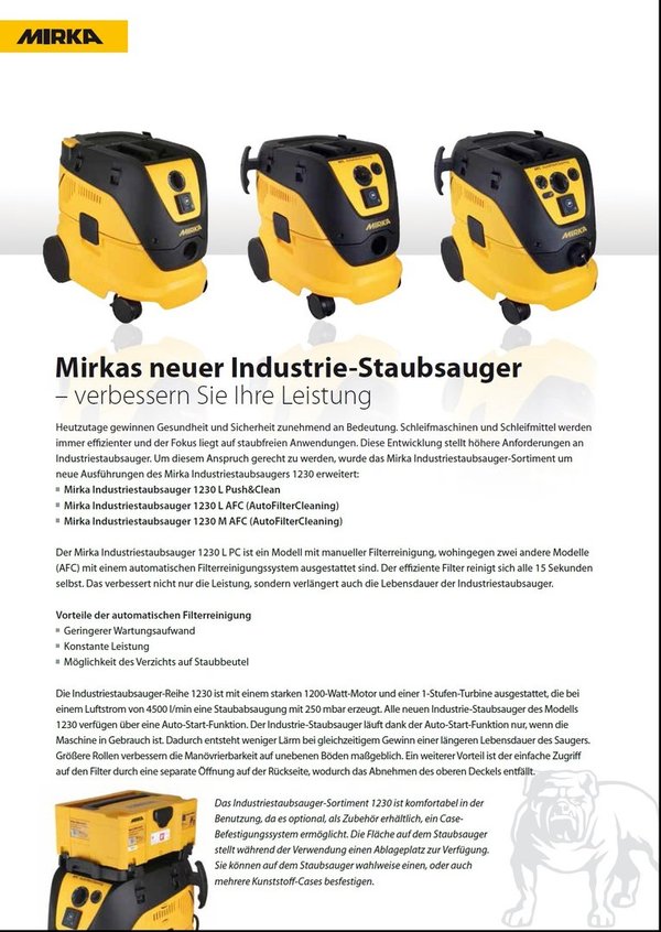 MIRKA Industrie-Staubsauger 1230 L PC EU 230 V