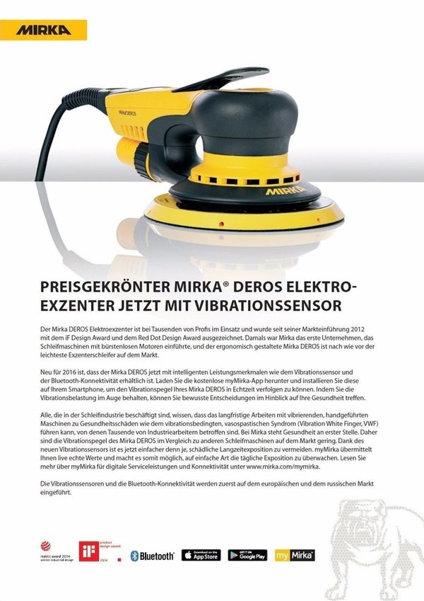 Mirka Deros 5650CV eccentric + case with hand grinding tool and abrasives