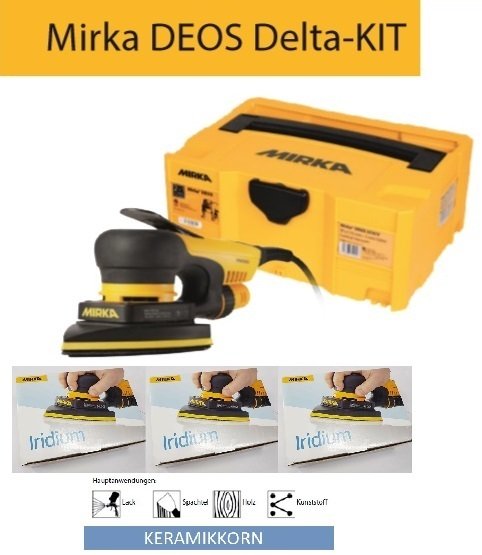 Mirka action deodorant delta sander 100x152x152 mm + case + 3 x 50 iridium strips